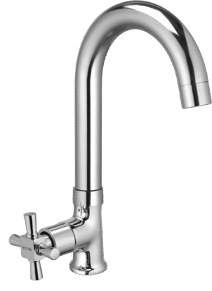 Brass Swan Neck Kitchen Sink Tap With 360 Swivel Spout (MAESTRO) | Chrome Finish, Cold Water Faucet, Premium Brass Construction, 10-Year Warranty