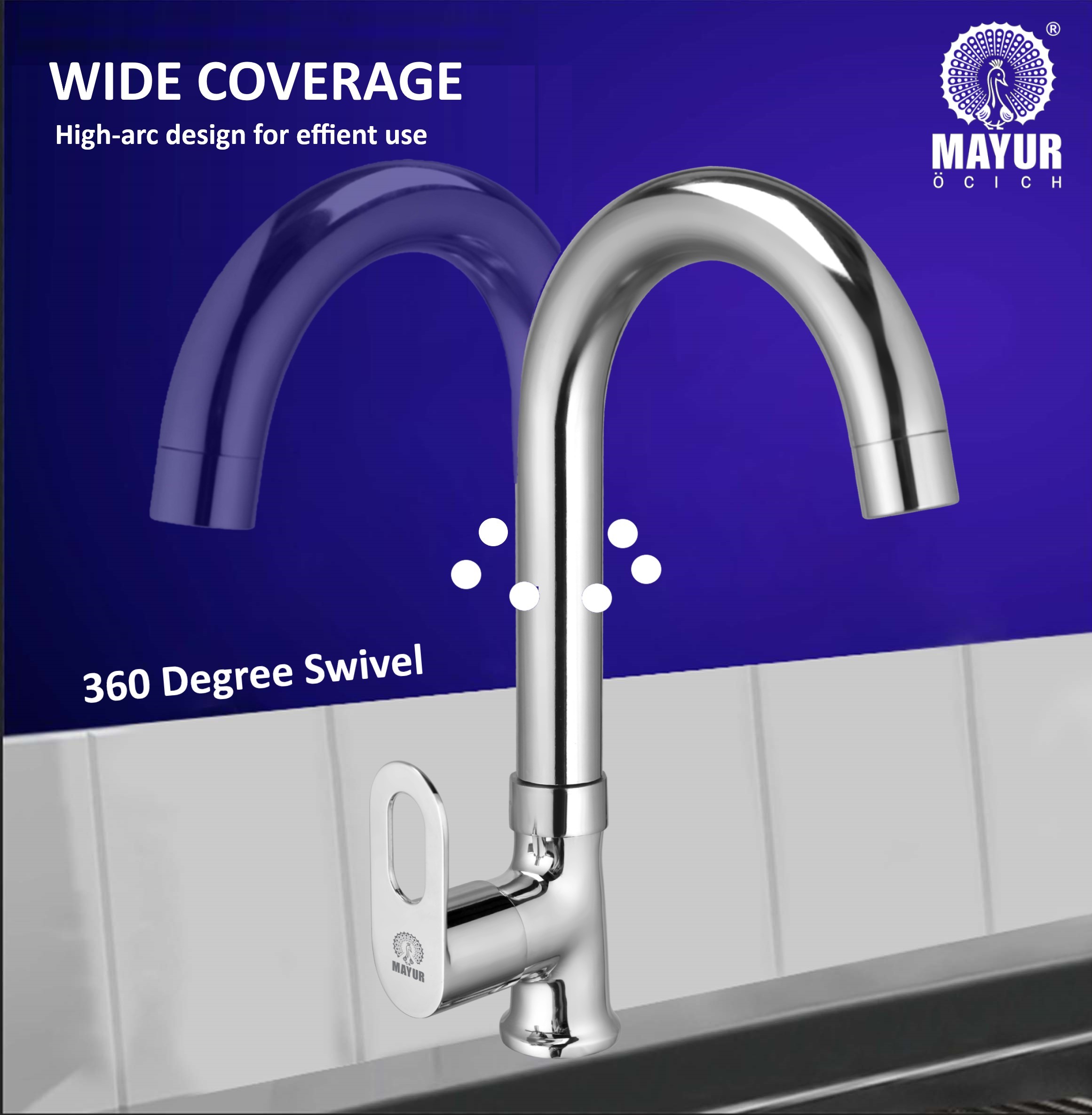 Brass Swan Neck Kitchen Sink Tap With 360 Swivel Spout (MILANO) | Chrome Finish, Cold Water Faucet, Premium Brass Construction, 10-Year Warranty - Image 3