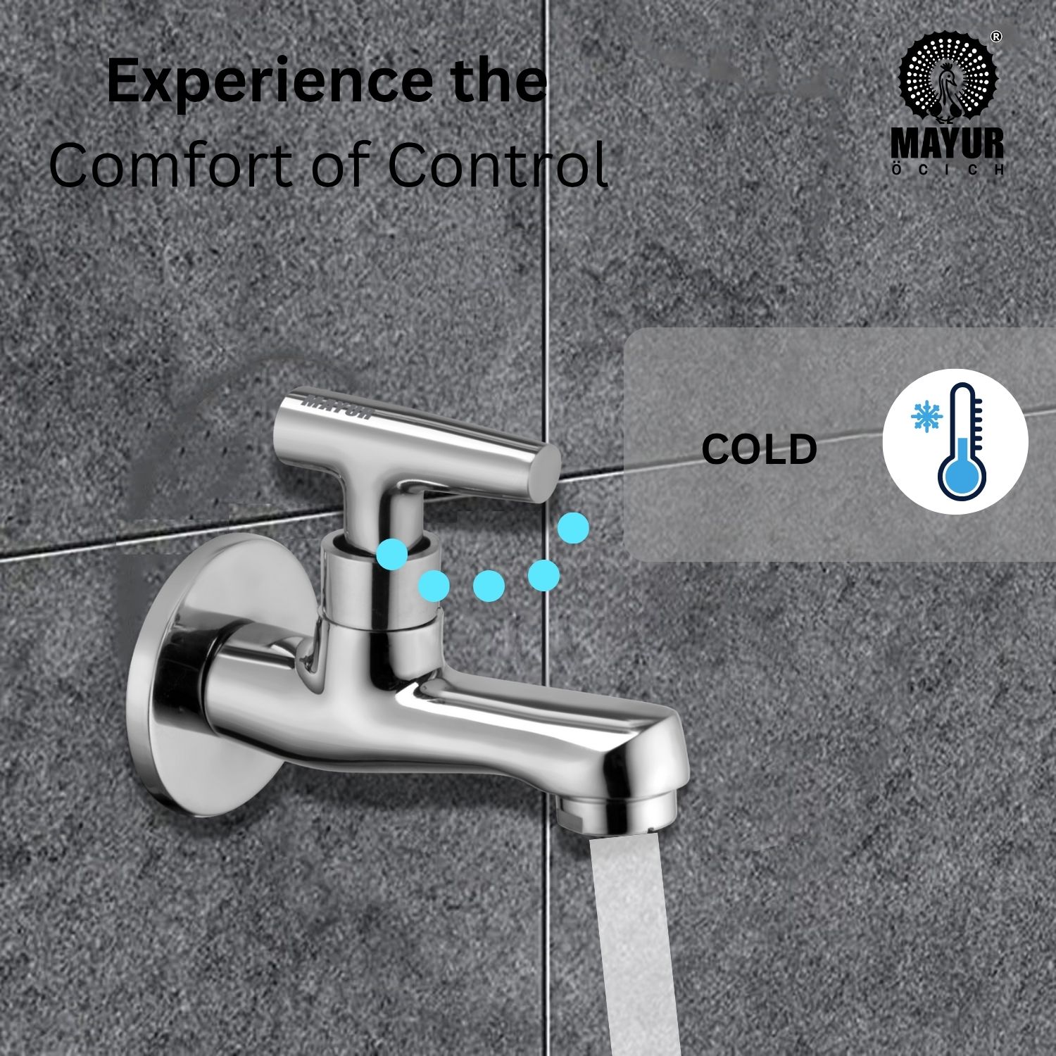 MAYUR ÖCICH Brass Chrome Finish Wall Mounted Short Body Cock Bib Faucet Tap For Kitchen, Sink, Bathrooms, Washing Areas, Gardens- 10 Years Warranty (PIPER-12202) - Image 3