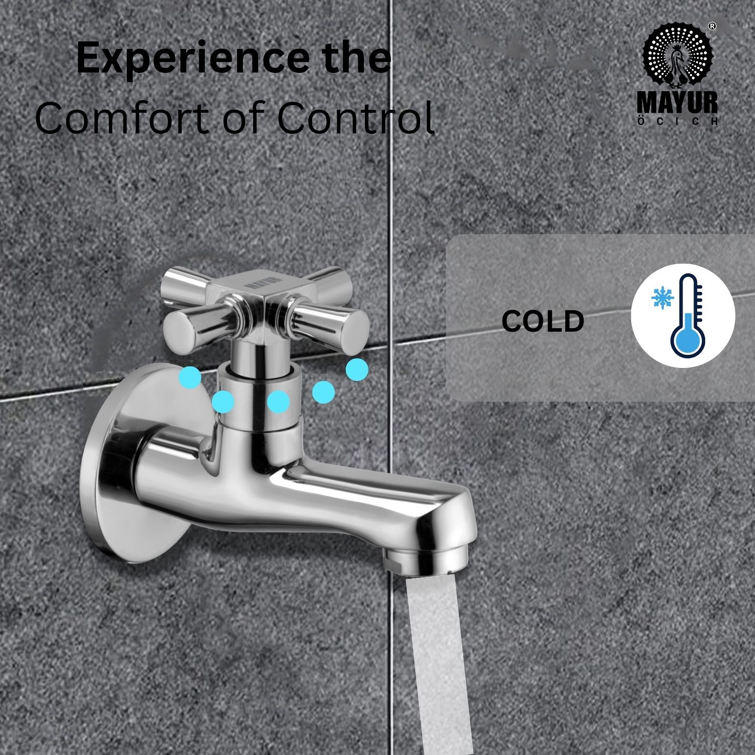 MAYUR ÖCICH Brass Chrome Finish Wall Mounted Short Body Cock Bib Faucet Tap For Kitchen, Sink, Bathrooms, Washing Areas, Gardens- 10 Years Warranty (MAESTRO-6202) - Image 3