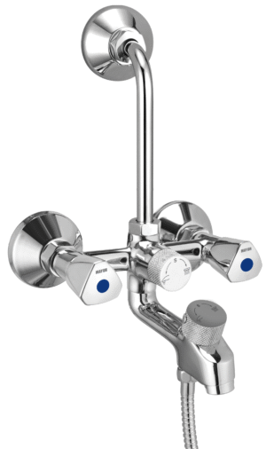 MAYUR ÖCICH Brass 3-In-1 Wall Mixer Tap For Bathroom With Overhead & Hand Shower Arrangement | Chrome Finish | Hot & Cold Water Mixer | 10-Year Warranty