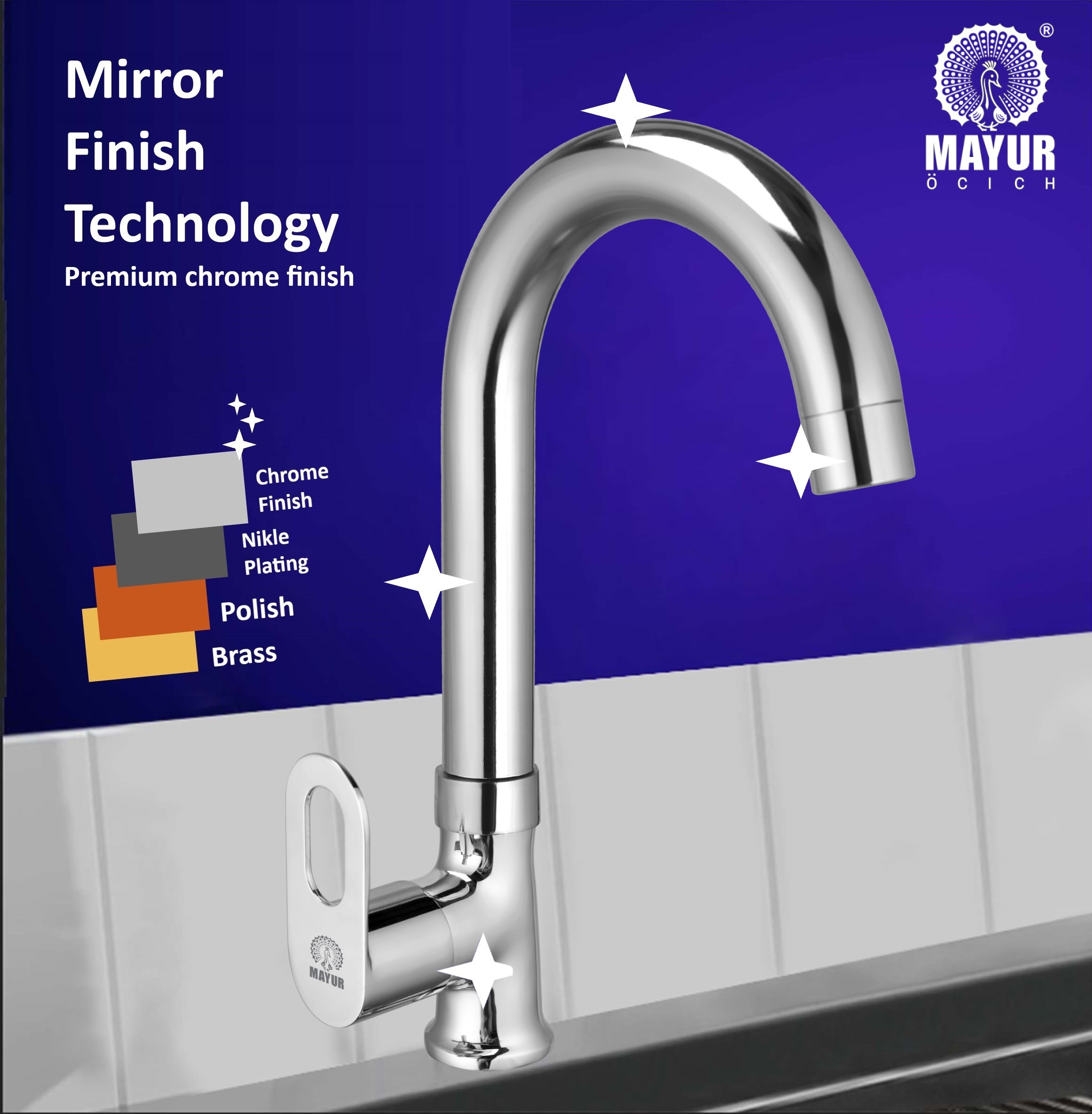 Brass Swan Neck Kitchen Sink Tap With 360 Swivel Spout (MILANO) | Chrome Finish, Cold Water Faucet, Premium Brass Construction, 10-Year Warranty - Image 4