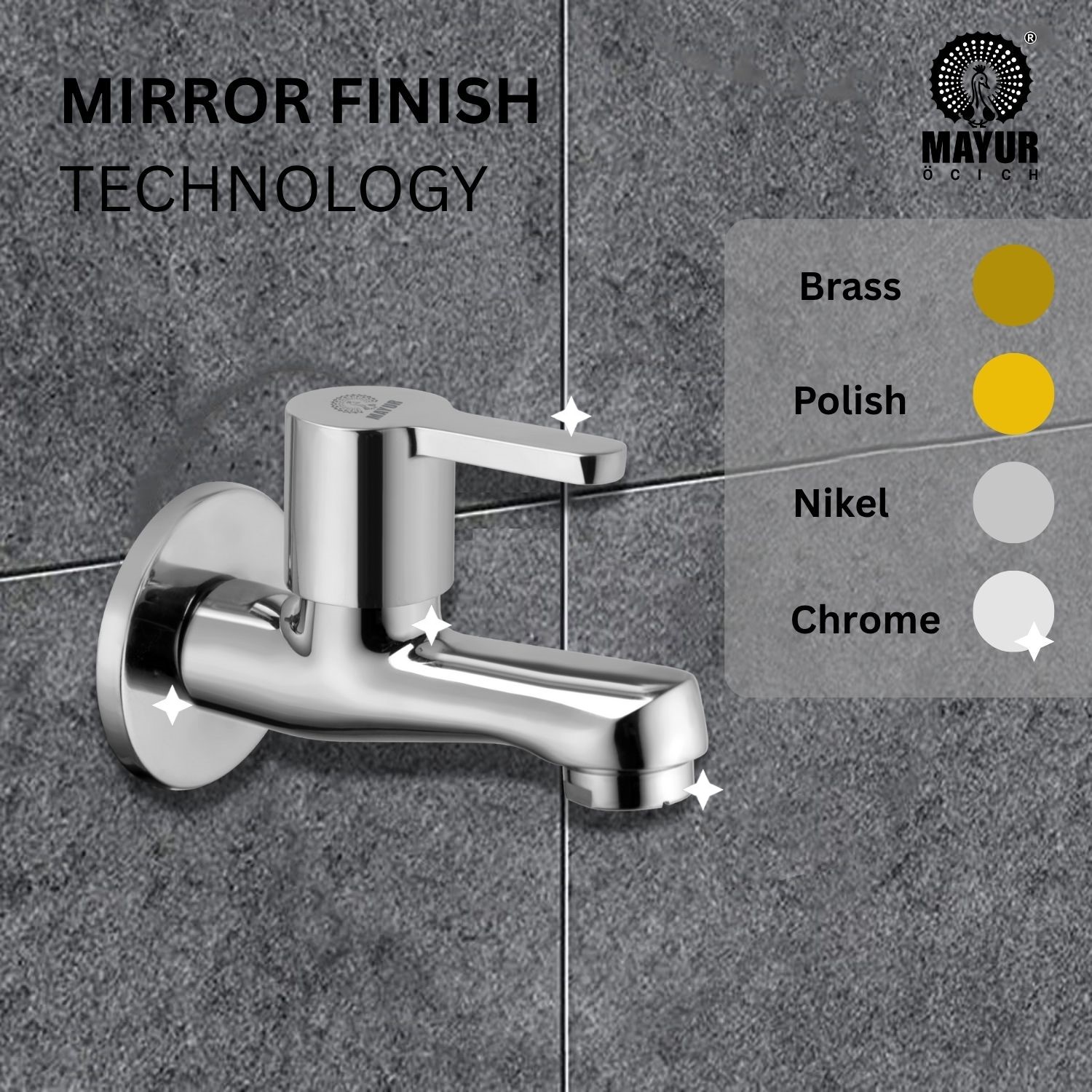 MAYUR ÖCICH Brass Chrome Finish Wall Mounted Short Body Cock Bib Faucet Tap For Kitchen, Sink, Bathrooms, Washing Areas, Gardens- 10 Years Warranty (FUSION-2202) - Image 4