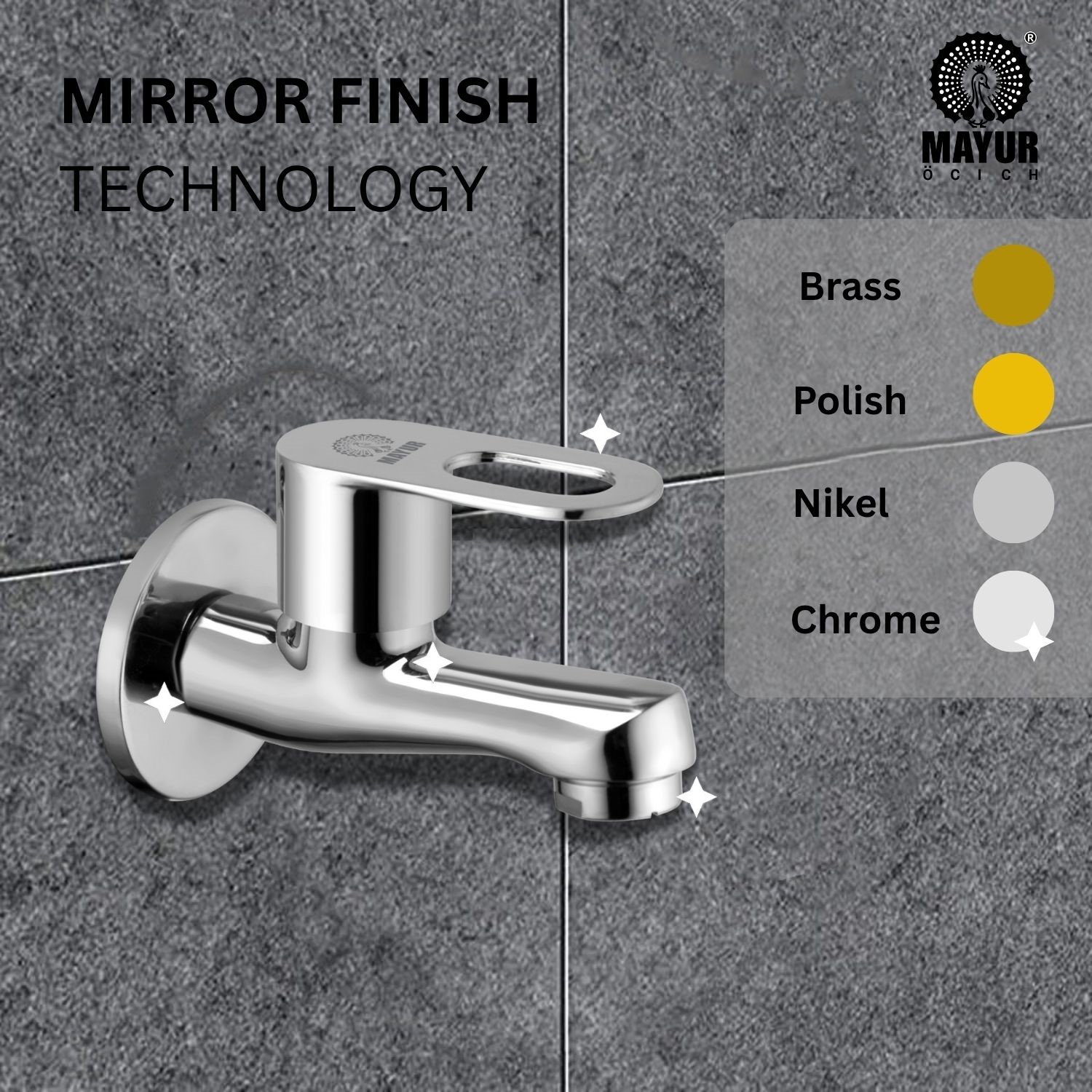 MAYUR ÖCICH Brass Chrome Finish Wall Mounted Short Body Cock Bib Faucet Tap For Kitchen, Sink, Bathrooms, Washing Areas, Gardens- 10 Years Warranty (MILANO-4202) - Image 4