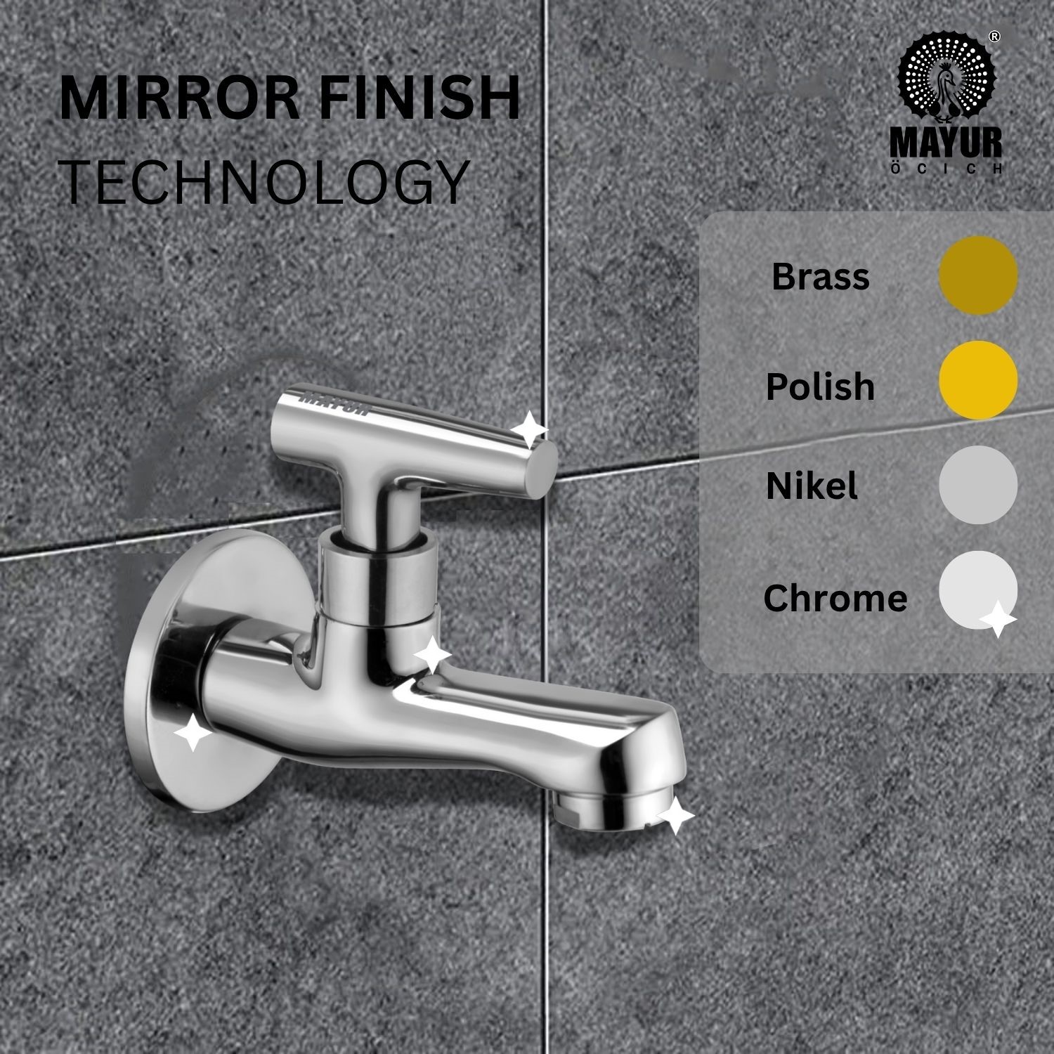 MAYUR ÖCICH Brass Chrome Finish Wall Mounted Short Body Cock Bib Faucet Tap For Kitchen, Sink, Bathrooms, Washing Areas, Gardens- 10 Years Warranty (PIPER-12202) - Image 4