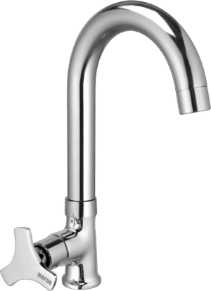 Brass Swan Neck Kitchen Sink Tap With 360 Swivel Spout (TRIO) | Chrome Finish, Cold Water Faucet, Premium Brass Construction, 10-Year Warranty