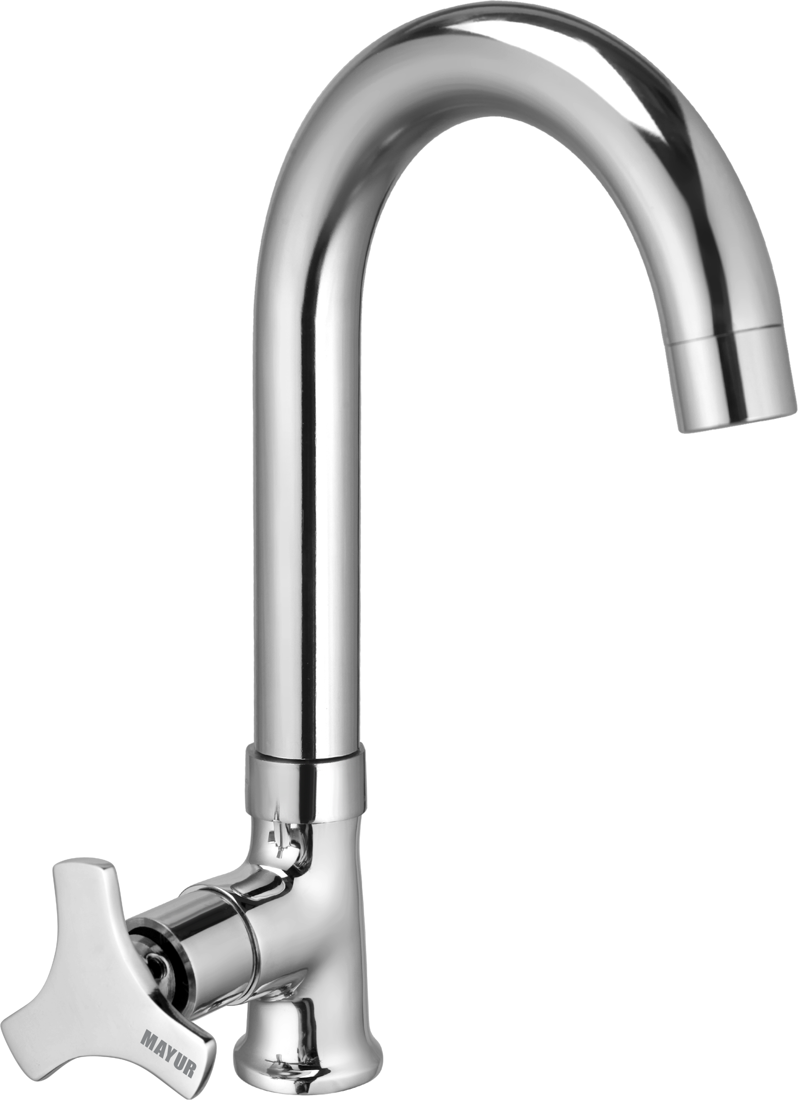 Brass Swan Neck Kitchen Sink Tap With 360 Swivel Spout (TRIO) | Chrome Finish, Cold Water Faucet, Premium Brass Construction, 10-Year Warranty