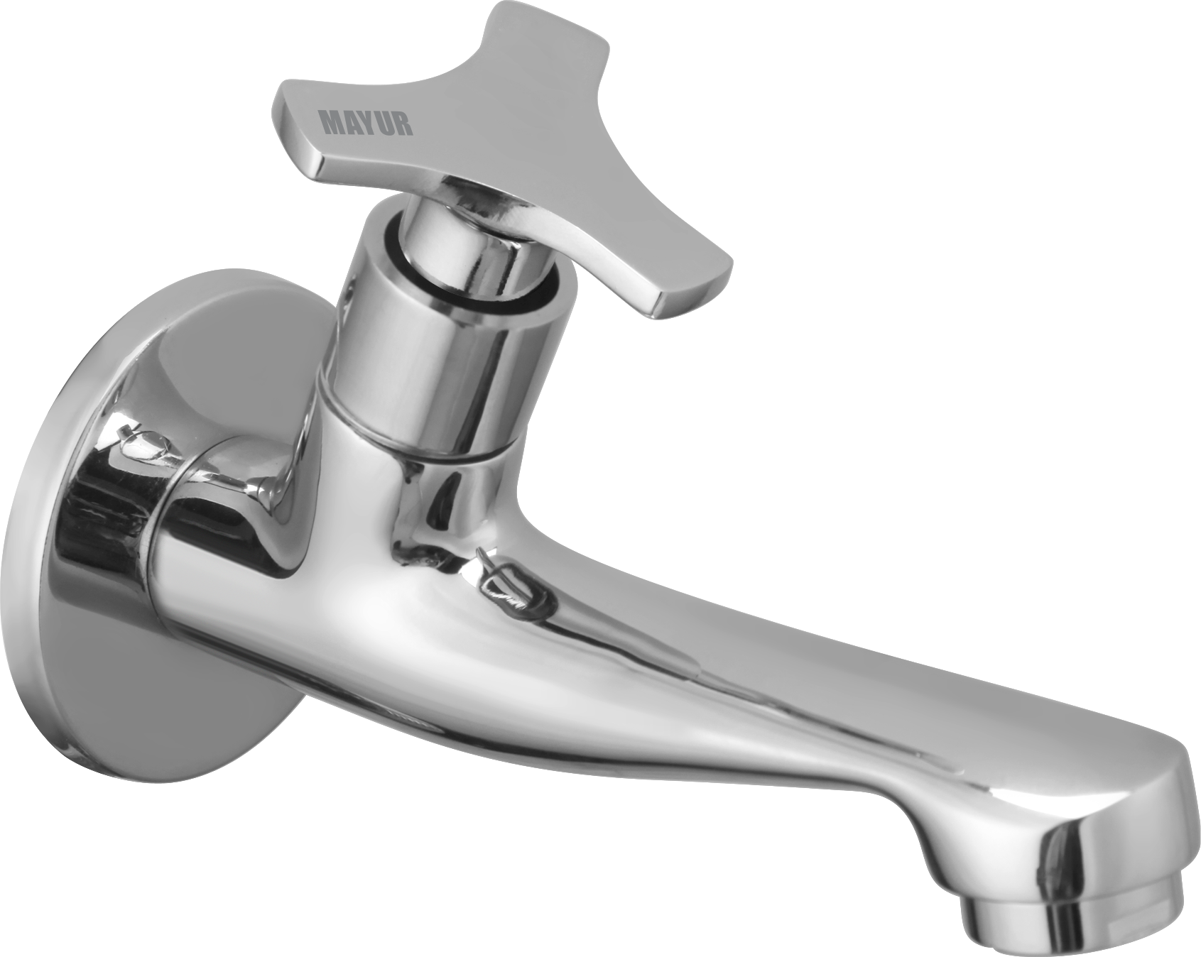 Brass Long Body Bib Tap For Bathroom And Kitchen With Wall Flange (TRIO-206) 10 Years Warranty