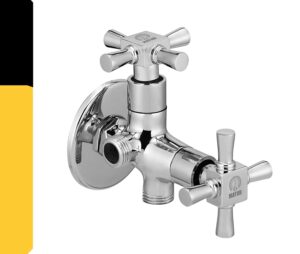 Silver Brass 2 Way Angle Valve Cock With Wall Flange For Bathroom/Kitchen (MAESTRO) 10 Years Warranty
