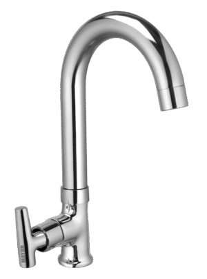 Brass Swan Neck Kitchen Sink Tap With 360 Swivel Spout (PIPER) | Chrome Finish, Cold Water Faucet, Premium Brass Construction, 10-Year Warranty