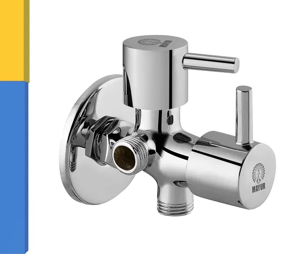 Brass 2 Way Angle Valve Cock With Wall Flange For Bathroom/Kitchen (Flare) 10 Years Warranty