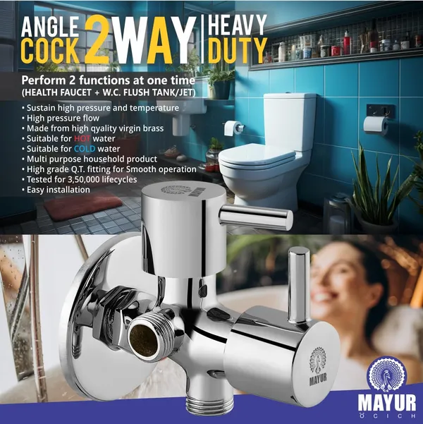 Brass 2 Way Angle Valve Cock With Wall Flange For Bathroom/Kitchen (Flare) 10 Years Warranty - Image 4