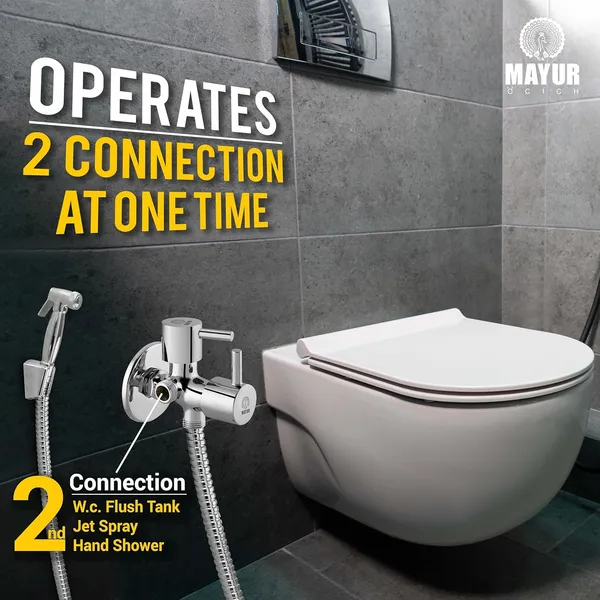 Brass 2 Way Angle Valve Cock With Wall Flange For Bathroom/Kitchen (Flare) 10 Years Warranty - Image 2