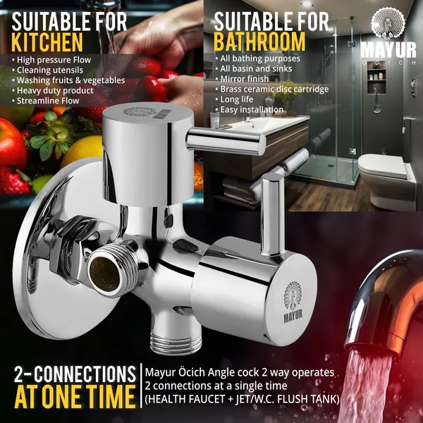 Brass 2 Way Angle Valve Cock With Wall Flange For Bathroom/Kitchen (Flare) 10 Years Warranty - Image 3