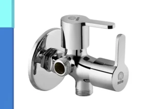 Silver Brass 2 Way Angle Valve Cock With Wall Flange For Bathroom/Kitchen (Fusion) 10 Years Warranty