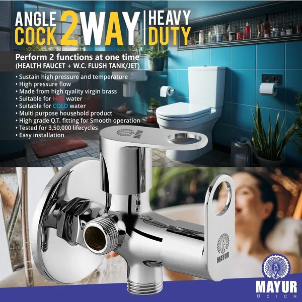 MAYUR ÖCICH Brass 2 Way Angle Valve Cock With Wall Flange For Bathroom/Kitchen (ORNIX) 10 Years Warranty - Image 3