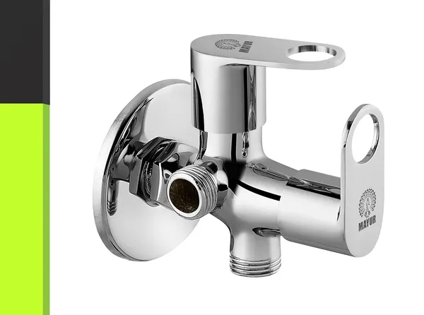 MAYUR ÖCICH Brass 2 Way Angle Valve Cock With Wall Flange For Bathroom/Kitchen (ORNIX) 10 Years Warranty