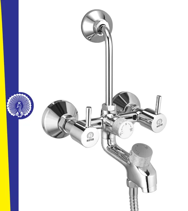 MAYUR ÖCICH Brass 3-In-1 Wall Mixer Tap For Bathroom With Overhead & Hand Shower Arrangement | Chrome Finish | Hot & Cold Water Mixer | 10-Year Warranty