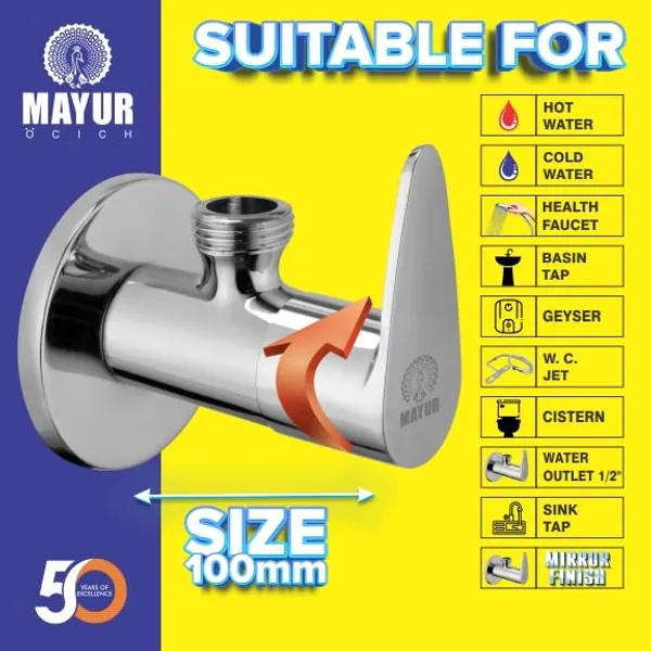 MAYUR ÖCICH Brass Angle Valve With Wall Flange For Bathroom And Kitchen (TRENDY) - Image 4