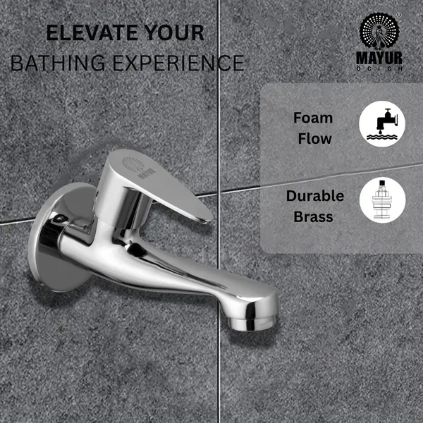 Brass Long Body Bib Tap For Bathroom And Kitchen With Wall Flange (Trendy-1206) 10 Years Warranty - Image 3