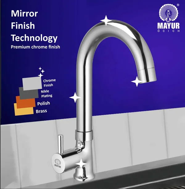 MAYUR ÖCICH Brass Swan Neck Kitchen Sink Tap With 360 Swivel Spout | Chrome Finish | Cold Water Faucet | 10-Year Warranty - Image 5