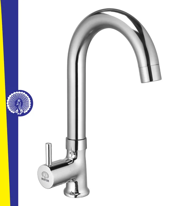 MAYUR ÖCICH Brass Swan Neck Kitchen Sink Tap With 360 Swivel Spout | Chrome Finish | Cold Water Faucet | 10-Year Warranty