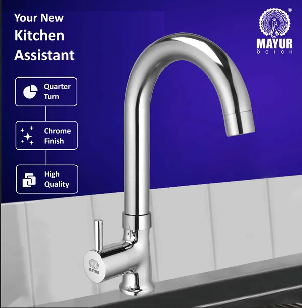 MAYUR ÖCICH Brass Swan Neck Kitchen Sink Tap With 360 Swivel Spout | Chrome Finish | Cold Water Faucet | 10-Year Warranty - Image 6