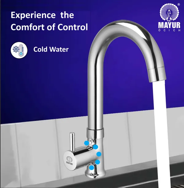 MAYUR ÖCICH Brass Swan Neck Kitchen Sink Tap With 360 Swivel Spout | Chrome Finish | Cold Water Faucet | 10-Year Warranty - Image 3