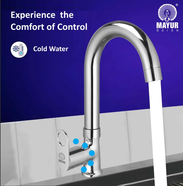 MAYUR ÖCICH Brass Swan Neck Kitchen Sink Tap With 360 Swivel Spout | Chrome Finish | Cold Water Faucet | 10-Year Warranty - Image 3