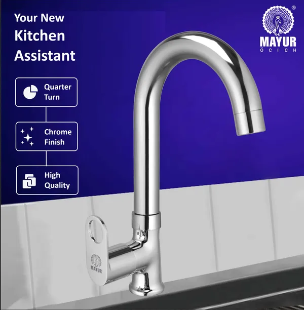 MAYUR ÖCICH Brass Swan Neck Kitchen Sink Tap With 360 Swivel Spout | Chrome Finish | Cold Water Faucet | 10-Year Warranty - Image 6