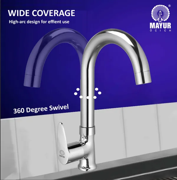 MAYUR ÖCICH Brass Swan Neck Kitchen Sink Tap With 360 Swivel Spout | Chrome Finish | Cold Water Faucet | 10-Year Warranty - Image 4