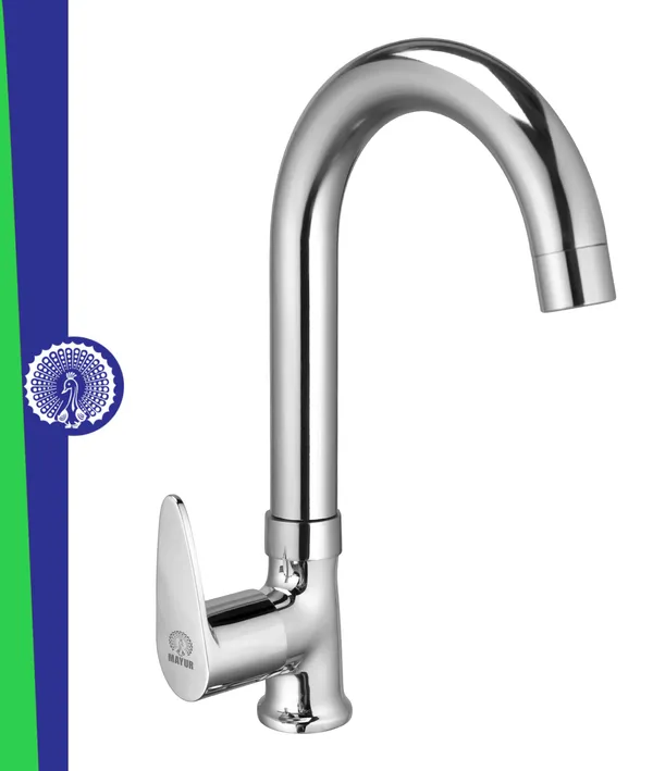 MAYUR ÖCICH Brass Swan Neck Kitchen Sink Tap With 360 Swivel Spout | Chrome Finish | Cold Water Faucet | 10-Year Warranty