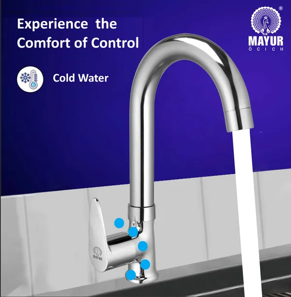 MAYUR ÖCICH Brass Swan Neck Kitchen Sink Tap With 360 Swivel Spout | Chrome Finish | Cold Water Faucet | 10-Year Warranty - Image 5