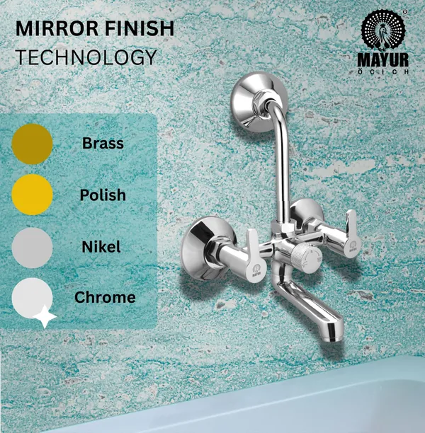 MAYUR ÖCICH Brass Wall Mixer Tap For Bathroom With Overhead Shower Arrangement | Chrome Finish, Hot & Cold Water Mixer, 10-Year Warranty - Image 2