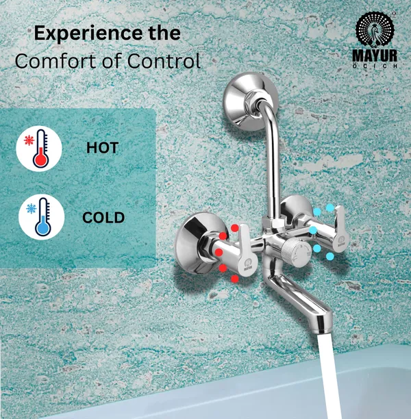MAYUR ÖCICH Brass Wall Mixer Tap For Bathroom With Overhead Shower Arrangement | Chrome Finish, Hot & Cold Water Mixer, 10-Year Warranty - Image 4