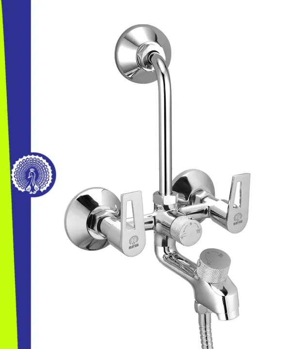 MAYUR ÖCICH Brass 3-In-1 Wall Mixer Tap For Bathroom With Overhead & Hand Shower Arrangement | Chrome Finish | Hot & Cold Water Mixer | 10-Year Warranty
