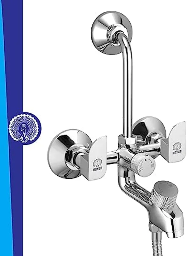 MAYUR ÖCICH Brass 3-In-1 Wall Mixer Tap For Bathroom With Overhead & Hand Shower Arrangement | Chrome Finish | Hot & Cold Water Mixer | 10-Year Warranty