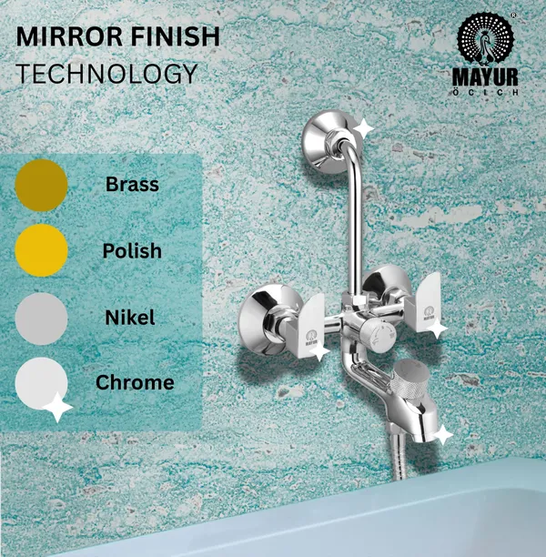 MAYUR ÖCICH Brass 3-In-1 Wall Mixer Tap For Bathroom With Overhead & Hand Shower Arrangement | Chrome Finish | Hot & Cold Water Mixer | 10-Year Warranty - Image 4