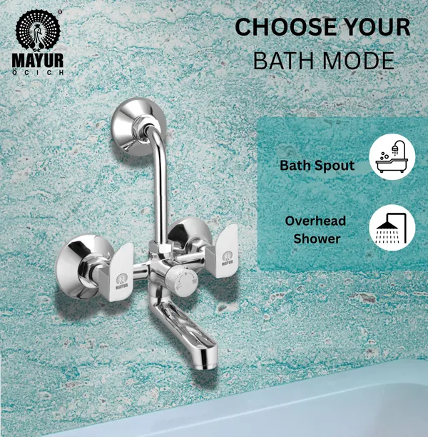 MAYUR ÖCICH Brass Wall Mixer Tap For Bathroom With Overhead Shower Arrangement | Chrome Finish, Hot & Cold Water Mixer, 10-Year Warranty - Image 2