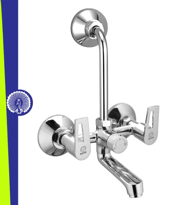 MAYUR ÖCICH Brass Wall Mixer Tap For Bathroom With Overhead Shower Arrangement | Chrome Finish, Hot & Cold Water Mixer, 10-Year Warranty