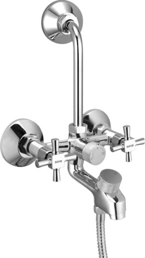 MAYUR ÖCICH Brass 3-In-1 Wall Mixer Tap For Bathroom With Overhead & Hand Shower Arrangement | Chrome Finish | Hot & Cold Water Mixer | 10-Year Warranty