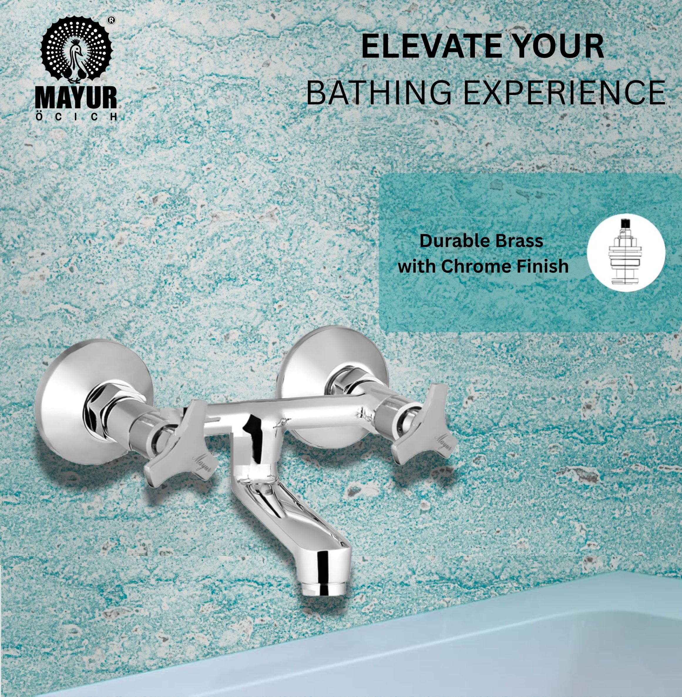 MAYUR ÖCICH Brass Non-Telephonic Wall Mixer Tap For Bathroom (TRIO) - Image 2
