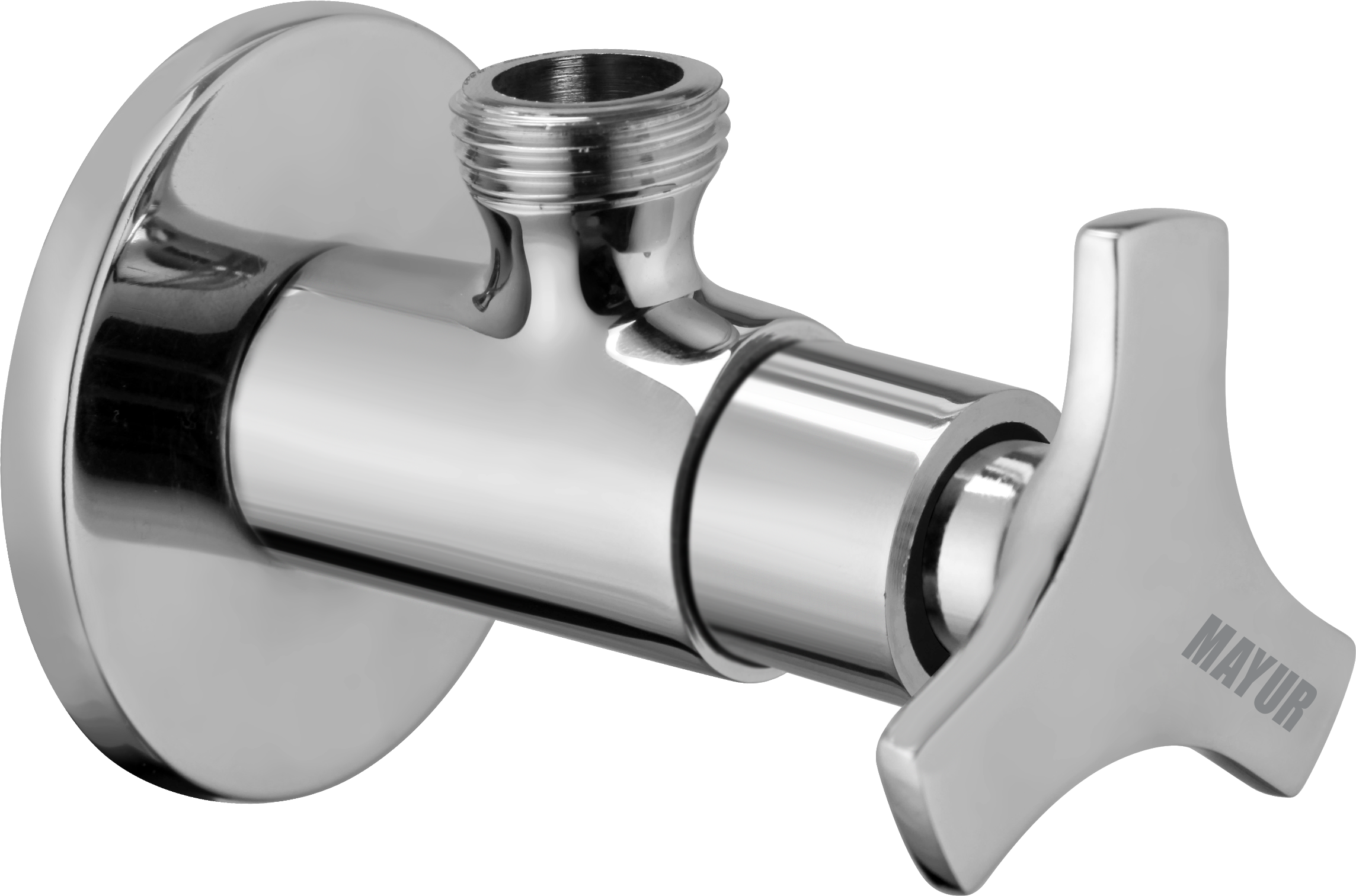 MAYUR ÖCICH Brass Angle Valve With Wall Flange For Bathroom And Kitchen (TRIO)