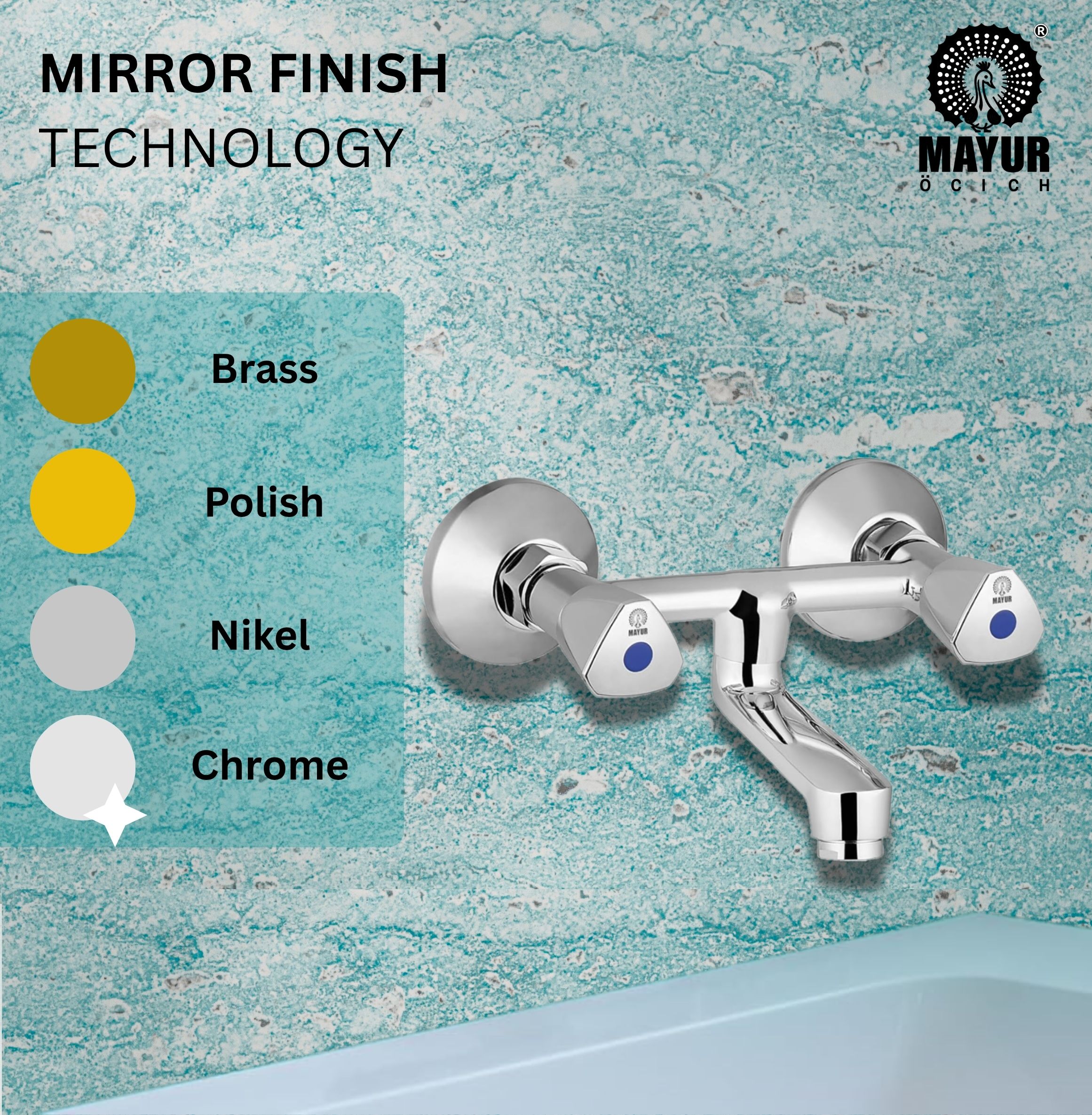 MAYUR ÖCICH Brass Non-Telephonic Wall Mixer Tap For Bathroom (TRI) - Image 3