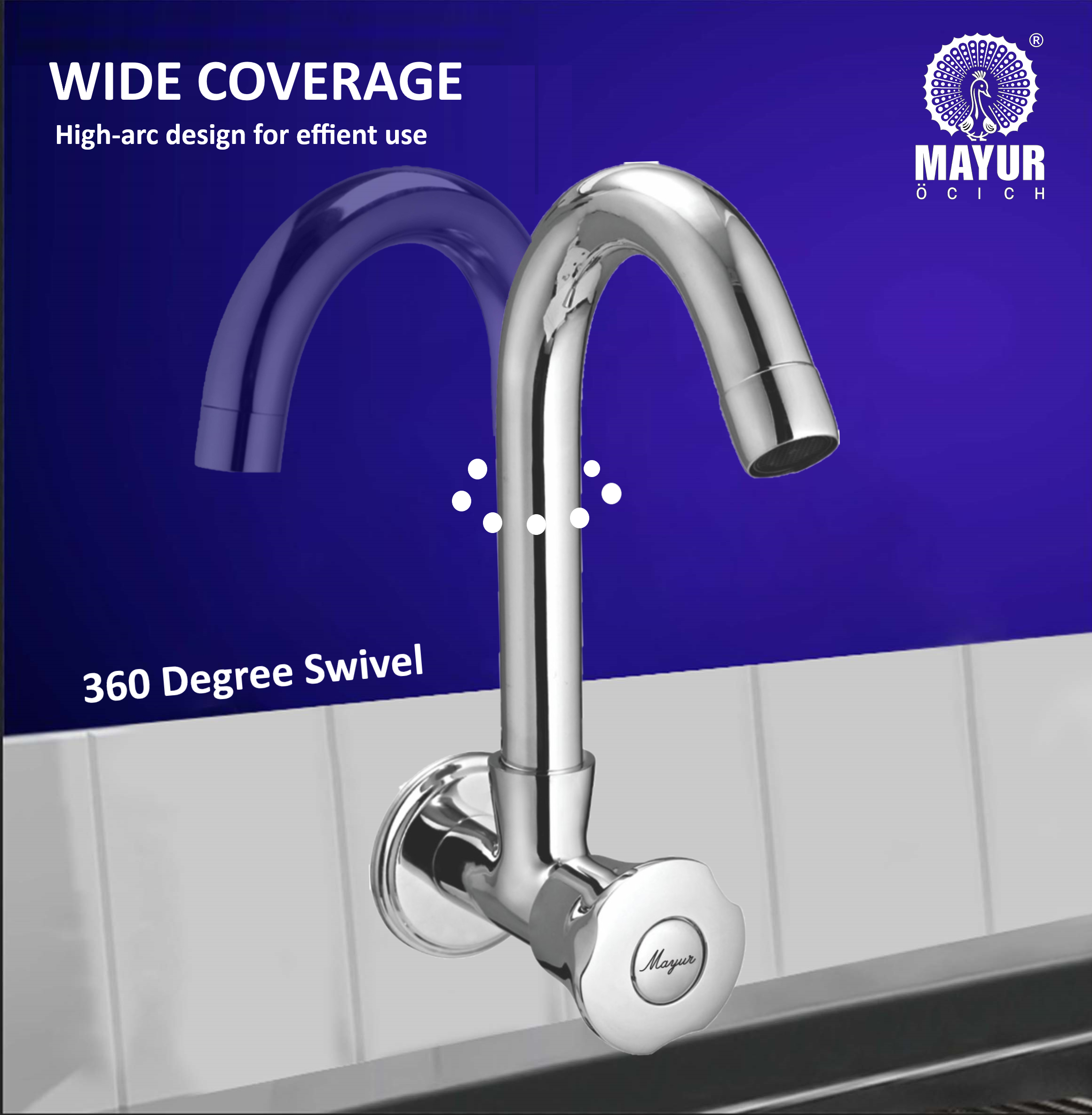 Silver Brass Kitchen Sink Tap Faucet With 360 Swivel Spout | Premium Chrome Finish | Cold Water Foam Flow Aerator | Easy Install | 10-Year Warranty - Image 3