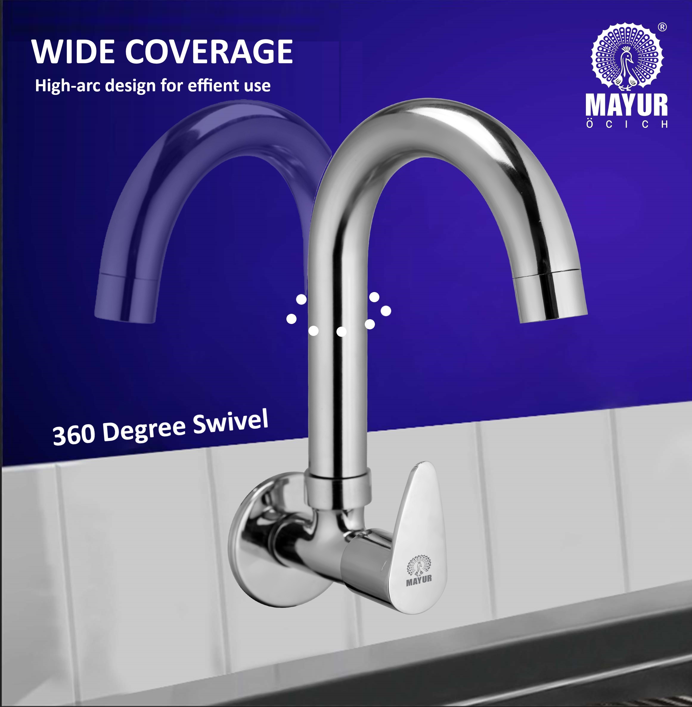 Silver Brass Kitchen Sink Tap Faucet With 360 Swivel Spout | Premium Chrome Finish | Cold Water Foam Flow Aerator | Easy Install | 10-Year Warranty - Image 3