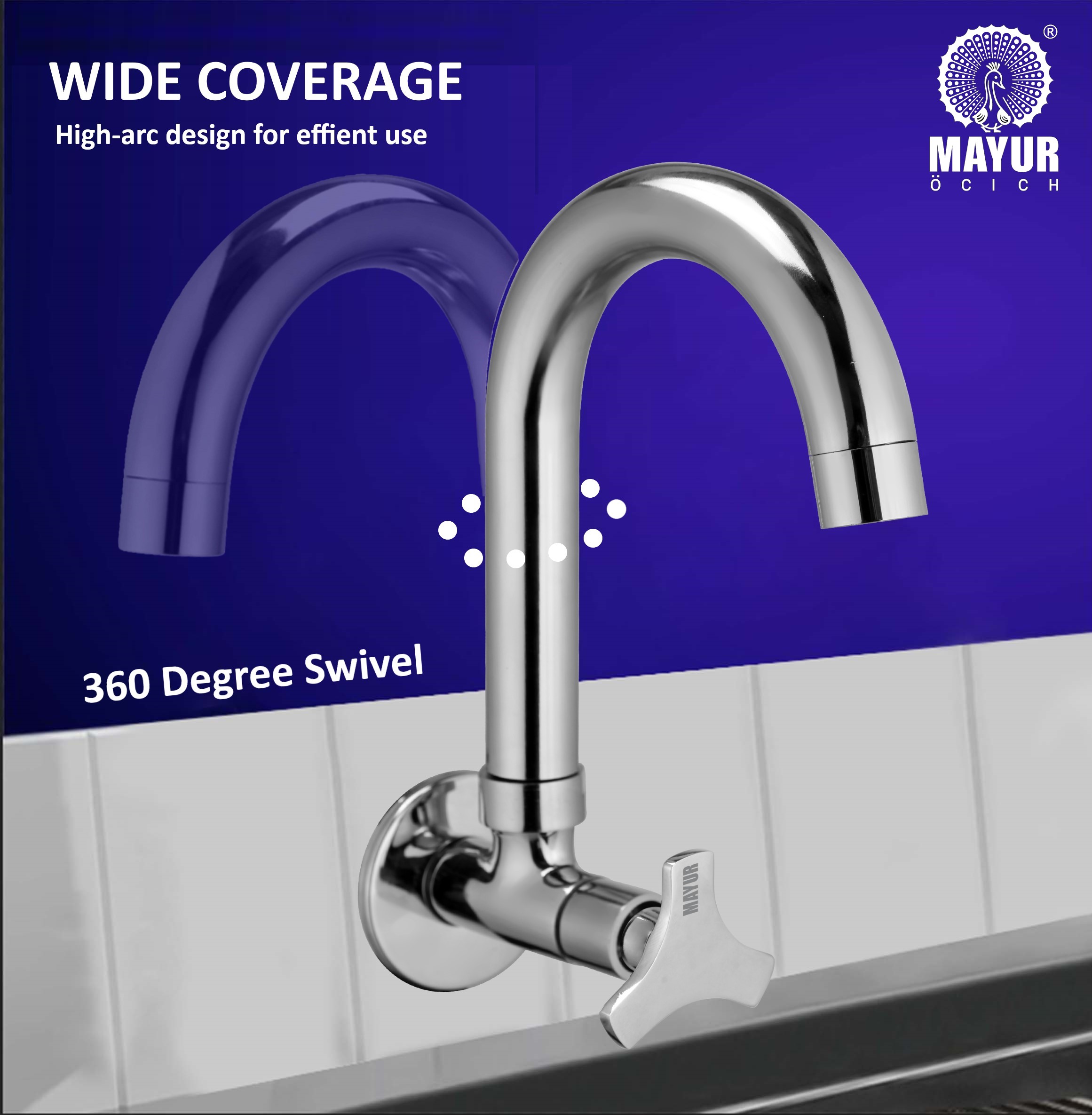 Silver Brass Kitchen Sink Tap Faucet With 360 Swivel Spout | Premium Chrome Finish | Cold Water Foam Flow Aerator | Easy Install | 10-Year Warranty - Image 3