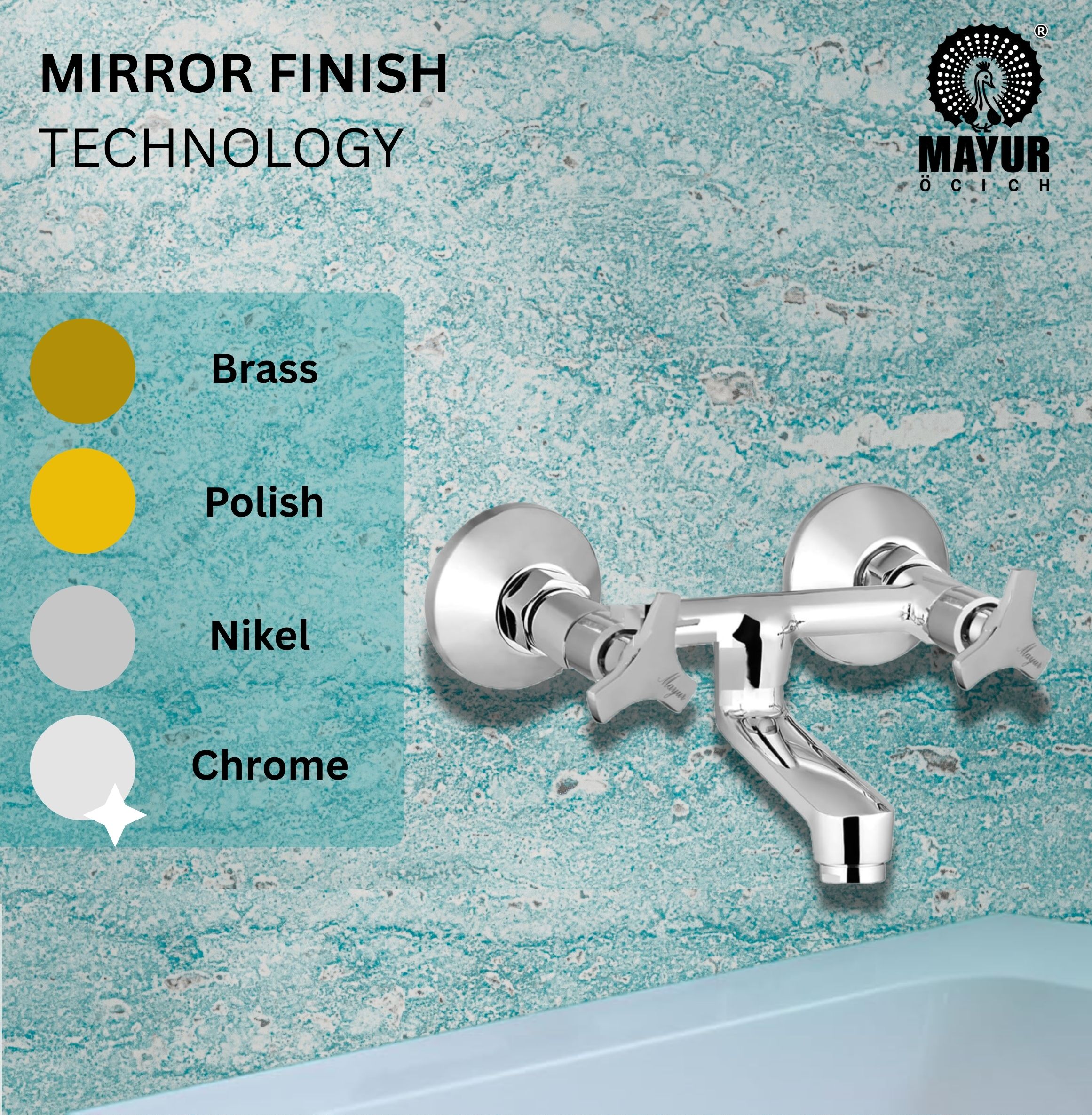 MAYUR ÖCICH Brass Non-Telephonic Wall Mixer Tap For Bathroom (TRIO) - Image 3