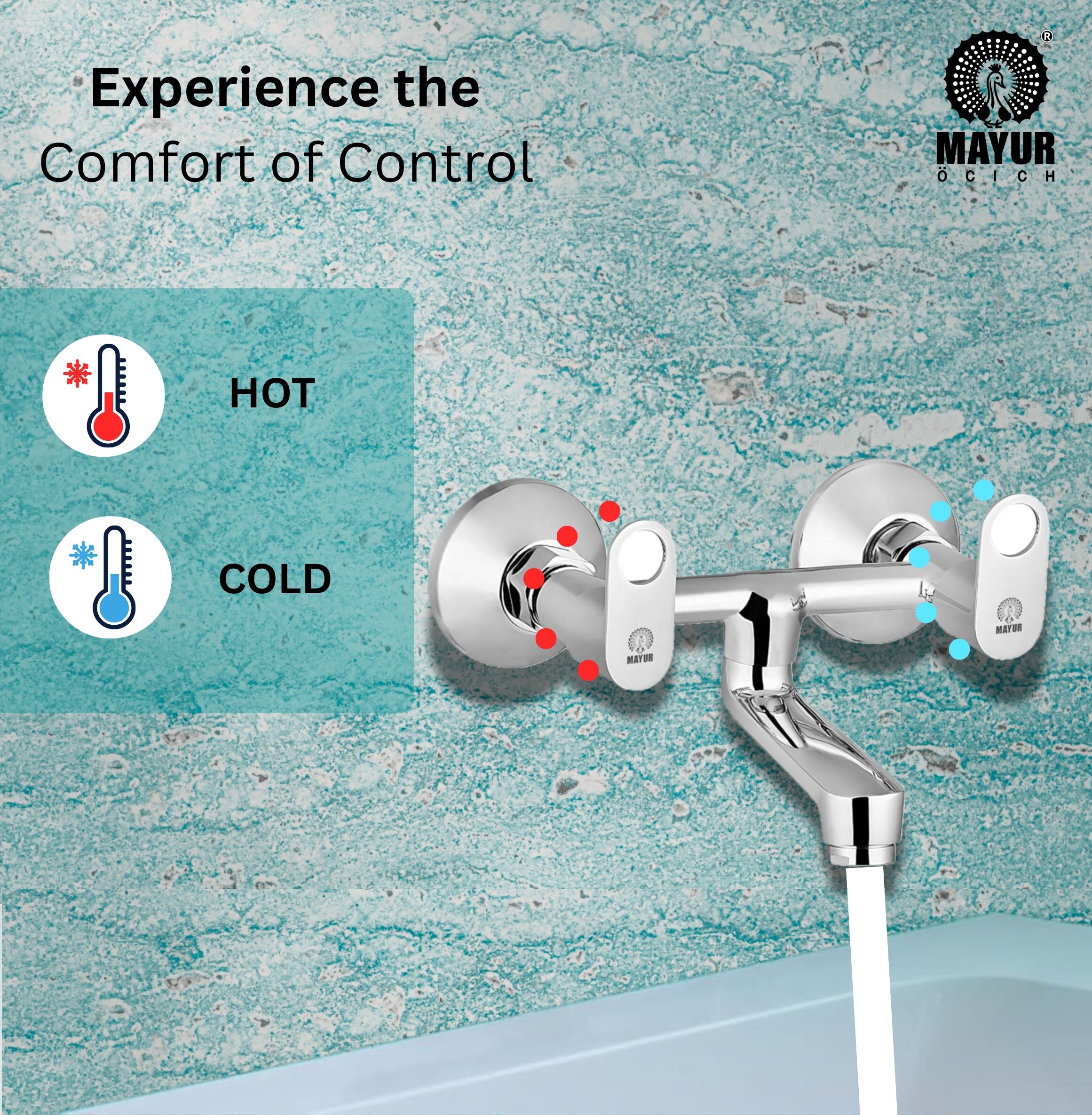 MAYUR ÖCICH Brass Non-Telephonic Wall Mixer Tap For Bathroom (ORNIX) - Image 4