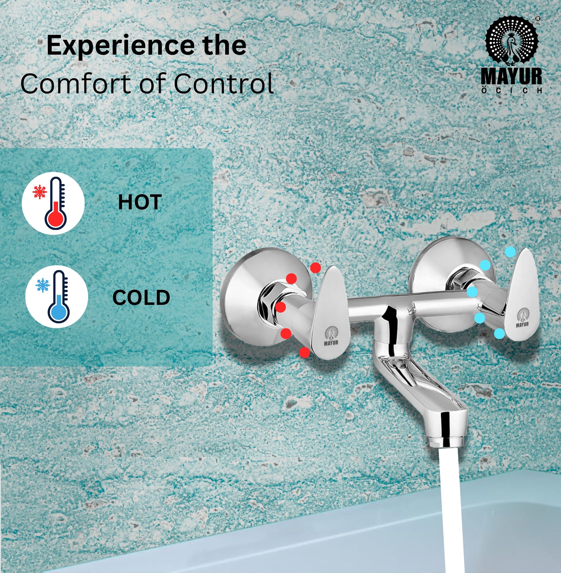 MAYUR ÖCICH Brass Non-Telephonic Wall Mixer Tap For Bathroom (TRENDY) - Image 4